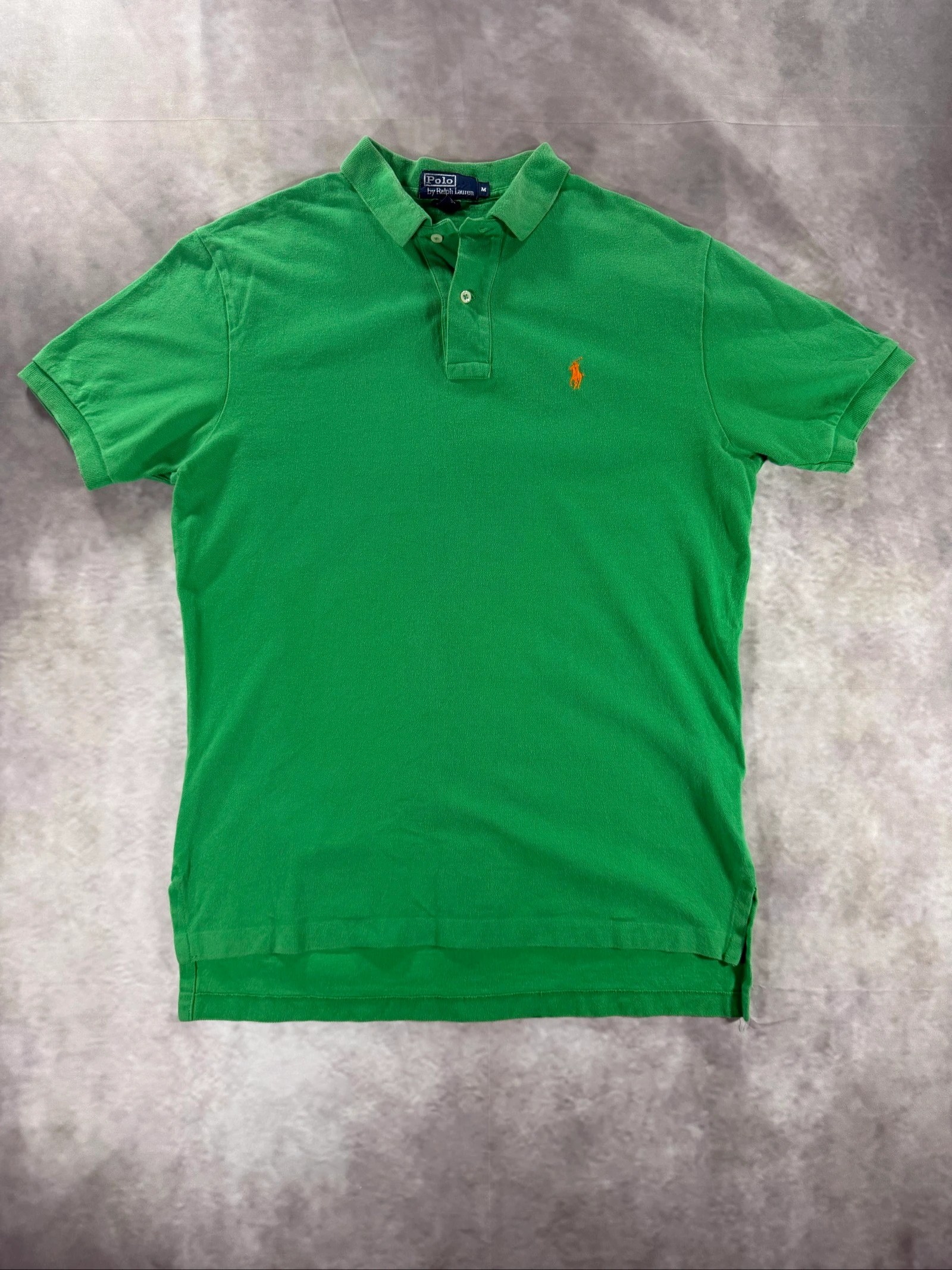 Polo Ralph Lauren Green Polo Shirt Orange Pony SVintage Cotton Classic Preppy – photo 4